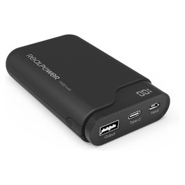 Realpower Powerbank PB-7500C Negro 7500 mAh con Pantalla y Dual USB (Tipo C y Tipo A), Certificación CE