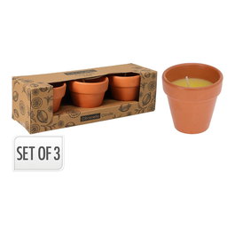 Basics Vela Citronela de Terracota, Ø6 x 6 cm, 3 uds - Velas Antimosquitos en Maceta