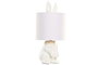 DKD Home Decor Lámpara de Sobremesa Conejo Blanco y Dorado
