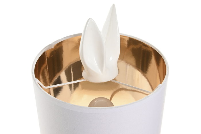 DKD Home Decor Lámpara de Sobremesa Conejo Blanco y Dorado