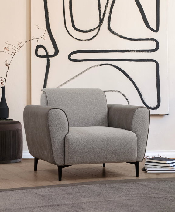 Atelier Del Sofa Sofá de 1 Plaza Gris 100x85x85 cm