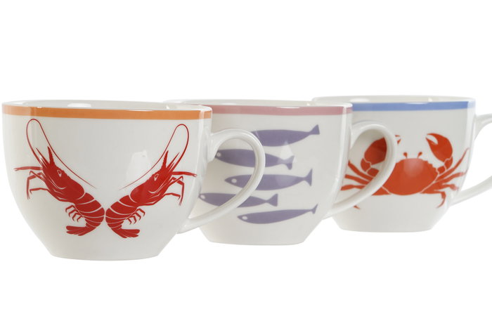 DKD Home Decor Set de Taza y Platillo Aiguablava Multicolor DKD Home Decor Set de Taza y Platillo Aiguablava Multicolor