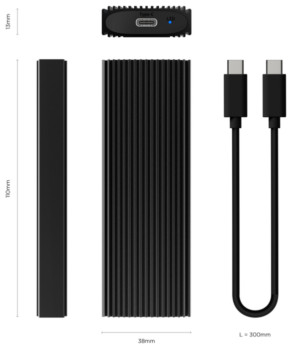 Aisens Caja Externa M.2 NVMe ASM2-022B USB 3.2 Gen2 Negra