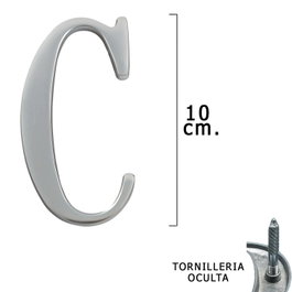WOLFPACK LINEA PROFESIONAL Letra Metal C Plateada Mate 10 cm