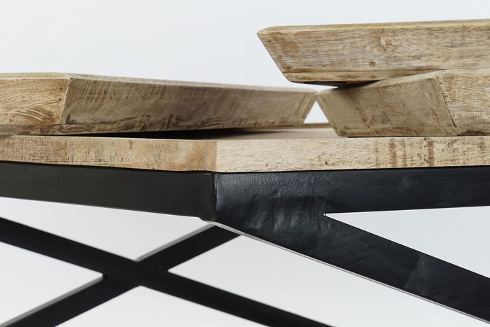 DKD Home Decor Mesa Centro Colonial Natural Negro 120 x 120 x 55 cm