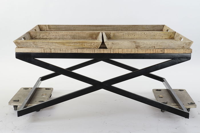 DKD Home Decor Mesa Centro Colonial Natural Negro 120 x 120 x 55 cm