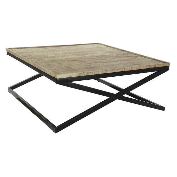DKD Home Decor Mesa de Centro de Madera y Metal con Bandeja, 120x120x55 cm