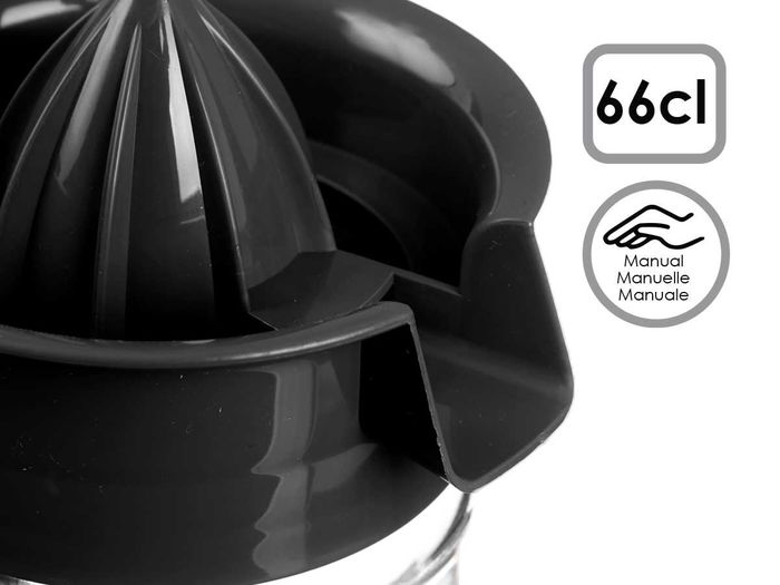 Vivalto Exprimidor Cristal Negro 660 ml con Tapa 13.5 x 18.5 x 10 cm (Set de 24)