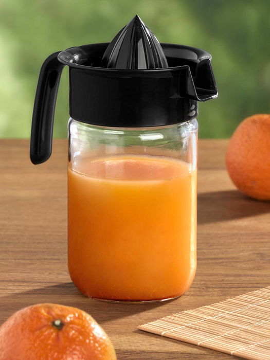 Vivalto Exprimidor Cristal Negro 660 ml con Tapa 13.5 x 18.5 x 10 cm (Set de 24)