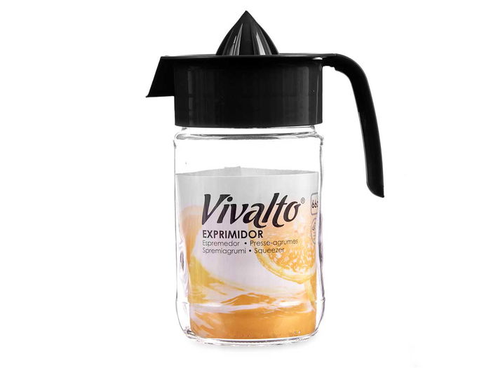 Vivalto Exprimidor Cristal Negro 660 ml con Tapa 13.5 x 18.5 x 10 cm (Set de 24)