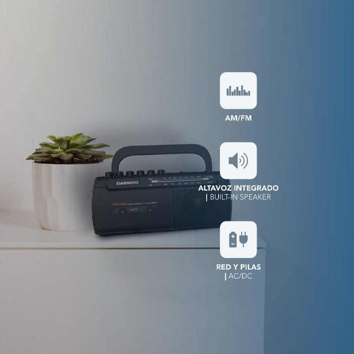 Daewoo Radio Casete DW1108 Negra