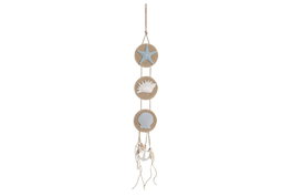 DKD Home Decor Decoración Colgante de Resina y Cuerda Azul y Blanco
