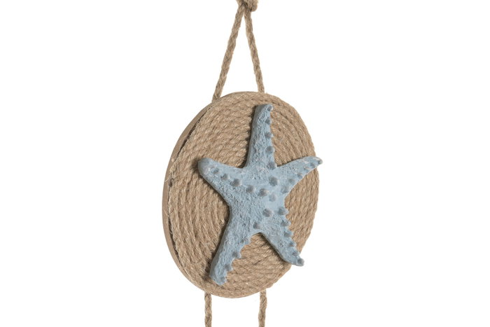 DKD Home Decor Decoración Colgante de Resina y Cuerda Azul y Blanco
