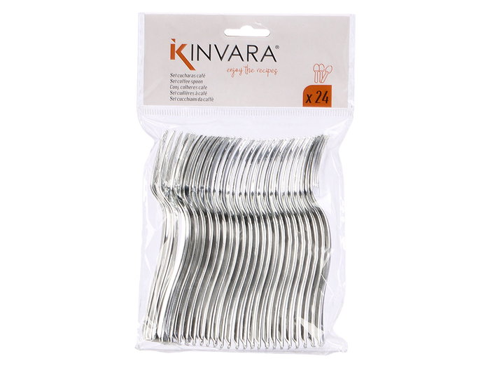 Kinvara Set 24 Tenedor Postre Plástico Plateado 10x16x1.5cm (Set de 48)