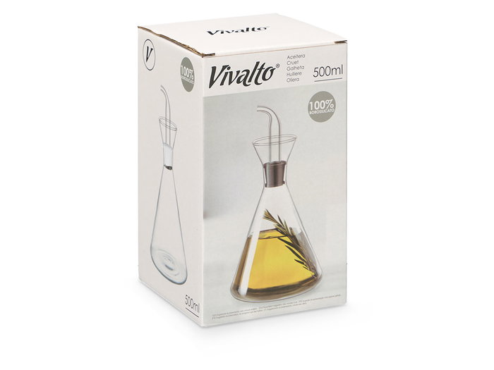 Vivalto Aceitera Cónica 500 ml Vidrio y Silicona 11x22x11 cm (Set de 12)
