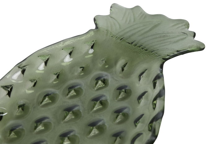 DKD Home Decor Centro Mesa Tropical Verde Cristal Piña 20 x 15 x 1.5 cm (4 Unidades)