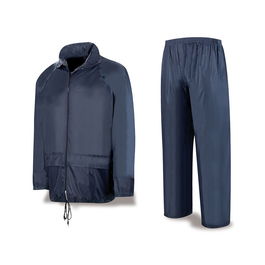 Meteo Traje de Agua para Ingeniero Poliéster/PVC Azul Marino Talla XL Chaqueta con Capucha y Pantalón Costuras Termoselladas Norma EN343