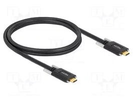DeLOCK Cable USB Type-C a USB Type-C de 1 m con tornillos laterales, 10 Gbps, Negro