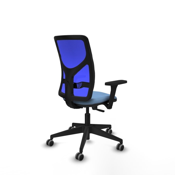 PIQUERAS Y CRESPO Silla de oficina Motilla con mecanismo Sincro, Brazos 3D y soporte lumbar, Azul cielo/Azul