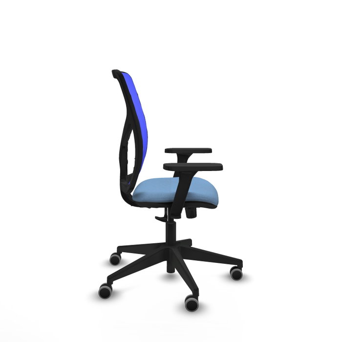 PIQUERAS Y CRESPO Silla de oficina Motilla con mecanismo Sincro, Brazos 3D y soporte lumbar, Azul cielo/Azul