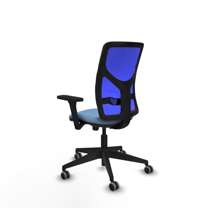 PIQUERAS Y CRESPO Silla de oficina Motilla con mecanismo Sincro, Brazos 3D y soporte lumbar, Azul cielo/Azul