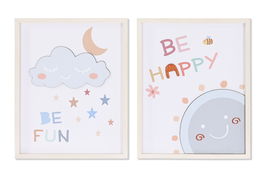 DKD Home Decor Cuadro Infantil Multicolor Blanco 2 x 50 x 40 cm (4 Unidades)