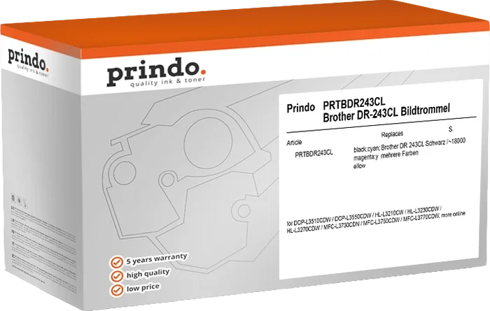 Prindo Unidad de tambor compatible con Brother DR-243CL Negro, Cian, Magenta, Amarillo 18000 páginas Prindo Unidad de tambor compatible con Brother DR-243CL Negro, Cian, Magenta, Amarillo 18000 páginas