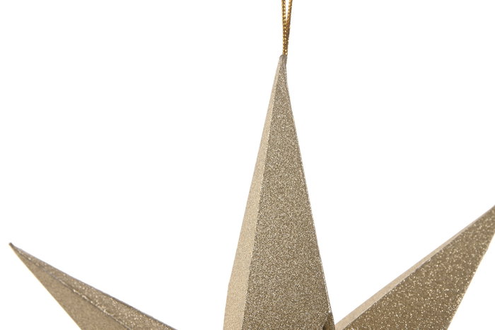 DKD Home Decor Decoración Colgante Navidad Moderna Dorado Plateado 5 x 20 x 20 cm (12 Unidades)
