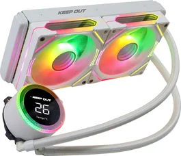 KeepOut XWC-240 PRO Kit Refrigeración Líquida ARGB CPU Blanco 240mm con Pantalla, 2 Ventiladores PWM, Compatible Intel LGA1700/1200 y AMD AM5/AM4