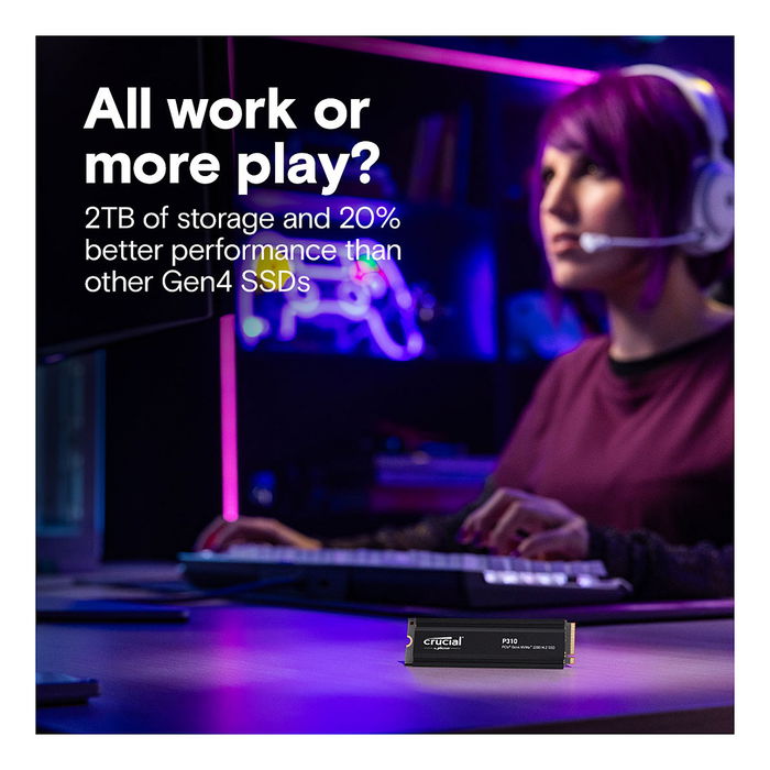 Crucial P310 SSD 2TB M.2 NVMe PCIe Gen4 7100 MB/s con Disipador