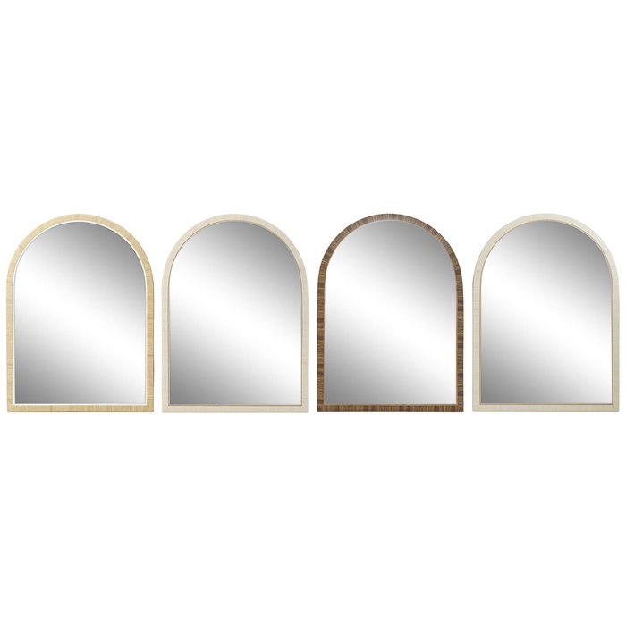 DKD Home Decor Set de 4 Espejos Símil Ratán 55x2x75 cm Surtido