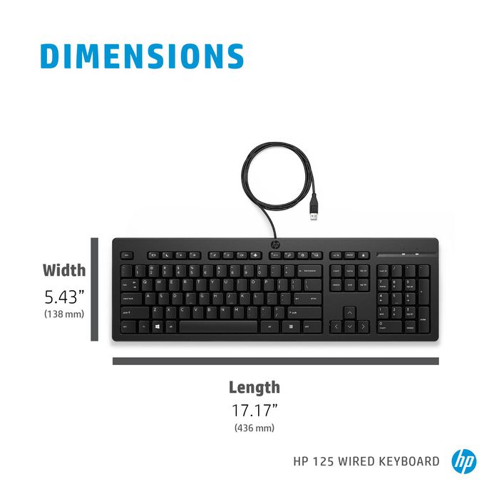 HP Teclado 125 Wired - ESP para Uso Diario y Productividad HP Teclado 125 Wired - ESP para Uso Diario y Productividad