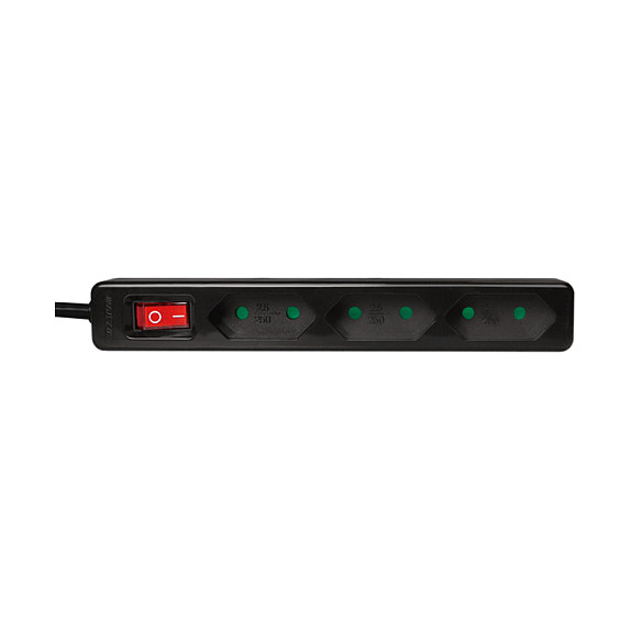 LogiLink Regleta de alimentación 3 tomas Euro, 1,5 m, negra