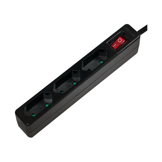 LogiLink Regleta de alimentación 3 tomas Euro, 1,5 m, negra