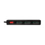 LogiLink Regleta con 3 tomas de corriente y conmutador, negro