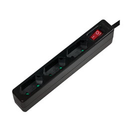 LogiLink Regleta con 3 tomas de corriente y conmutador, negro
