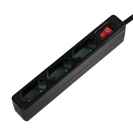LogiLink Regleta de enchufes con 3 tomas y conmutador, negro