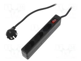 LogiLink Regleta de alimentación 3 tomas Euro, 1,5 m, negra
