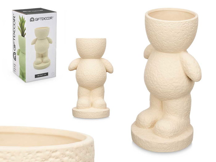 Giftdecor Figura Hombre Jarrón Cerámica Beige 19 x 31 x 15 cm (Set de 4) Giftdecor Figura Hombre Jarrón Cerámica Beige 19 x 31 x 15 cm (Set de 4)