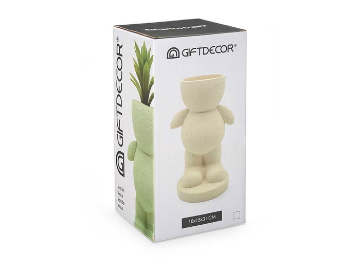 Giftdecor Figura Hombre Jarrón Cerámica Beige 19 x 31 x 15 cm (Set de 4) Giftdecor Figura Hombre Jarrón Cerámica Beige 19 x 31 x 15 cm (Set de 4)