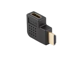 Lanberg AD-HDMI-05 Adaptador HDMI Macho Angular a Hembra Derecho, HDMI 2.0, 4K Ultra HD 3840x2160 a 60Hz, HDR, 18 Gbit/s, Negro