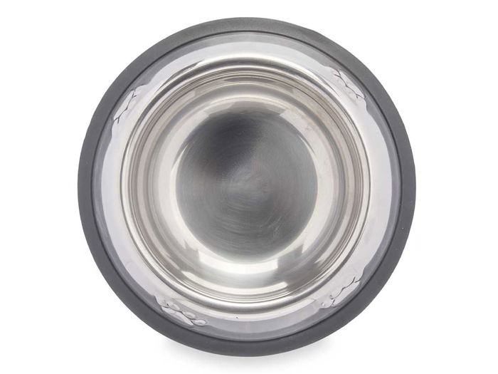 Mascow Comedero para Mascota Metálico 16 cm con Huellas de Goma 100 ml (Set de 24)