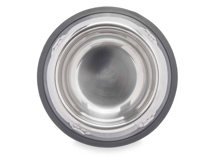 Mascow Comedero para Mascota Metálico 16 cm con Huellas de Goma 100 ml (Set de 24)