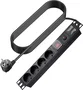 Vision TC-PSTRP4EU Regleta/Alargador 4 Enchufes 1.8 m, Conmutador, Protección Sobrecarga, Enchufe Europeo Tipo F, Negro para Interior