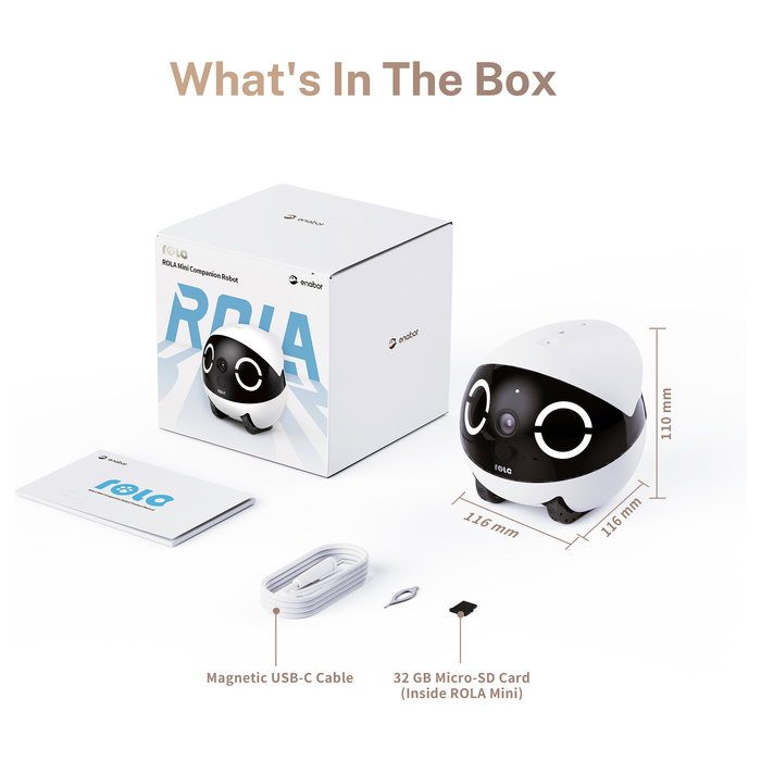 Enabot Rola Mini Robot Interactivo con Láser para Gatos, Monitor para Mascotas Wifi 5 GHz, Cámara 137°, Blanco/Negro