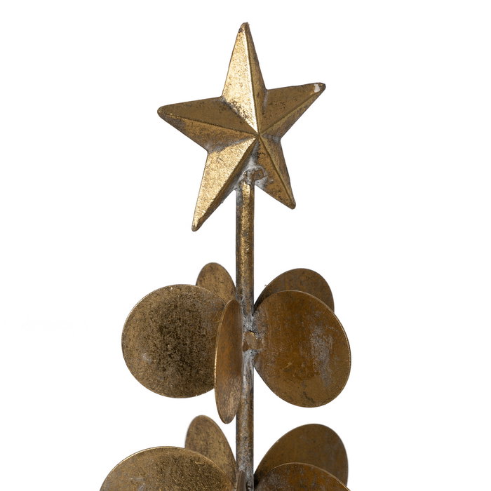 Figura Árbol Oro Metal Decoración 14,50 X 14,50 X 46,50 cm