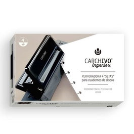 CARCHIVO Perforadora INGENIOX 4 Setas para Cuadernos de Disco, Sistema INGENIOX, Conversión de Hojas Sueltas, Organización Personalizada