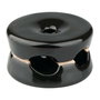 F-Line Sujetacables de Porcelana Redondo Doble Negro para Techo o Pared - Paquete de 5 uds, Ø32 x 18.6 mm, para Cable Tubular y Trenzado