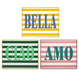 DKD Home Decor Cuadro Lienzo CIAO AMO Lacado Surtido de 3, 50x2x40 cm