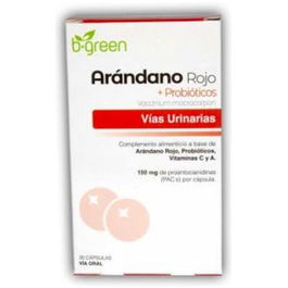 B.GREEN Arándano Rojo + Probioticos 30 Cápsulas para Vías Urinarias y Sistema Inmune